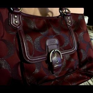 Authentic Campbell signature metallic belle coach purse